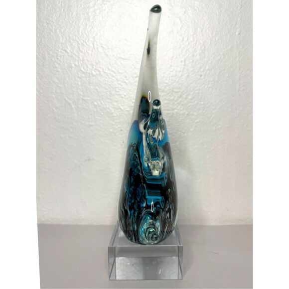 Handblown Murano? Glass Angel Fish Art Sculpture Bubbles Footed Plate 10” - Picture 4 of 8